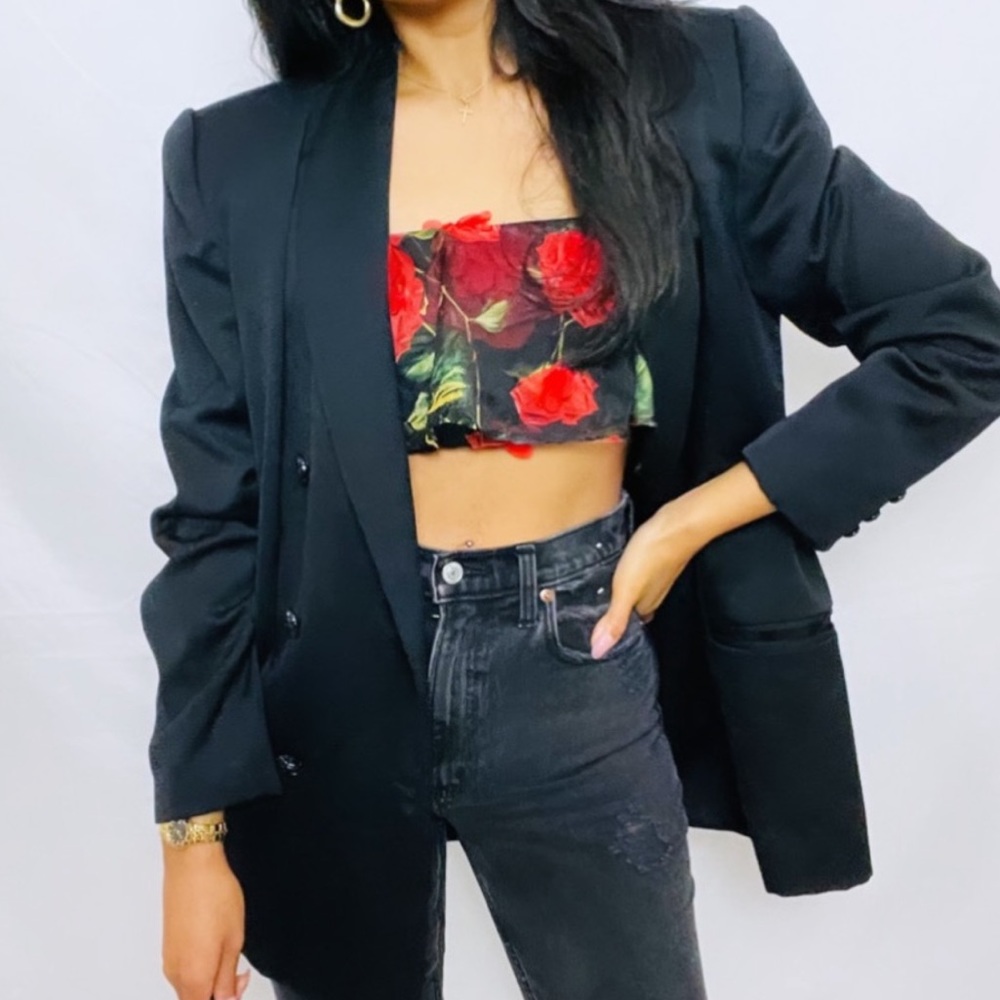 NBD |  Roses Are Red Rojo Rose Cropped Floral Top